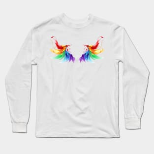 Rainbow Wings T-Shirt/Angel Wings/Designer Apparel/Kids Rainbow Baby/Rainbow Angel Wings Merchandise/Angel Wings Pillow Long Sleeve T-Shirt